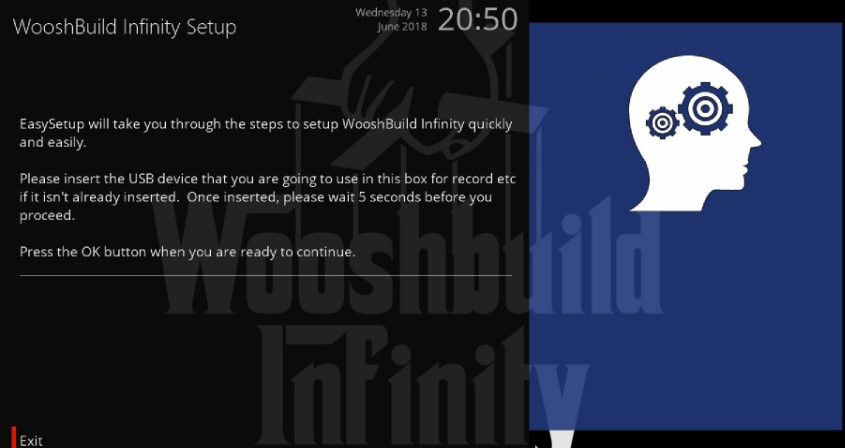 Seamlessly continuing on from the openATV wizard, WooshBuild Infinity Easy Setup will take you through each step from Initalising your USB device / HDD to finally running a full channel scan before rebooting.